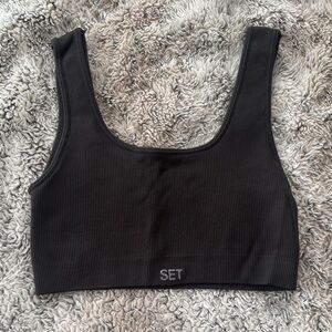 SET Active Black Ribbed Sports Bra